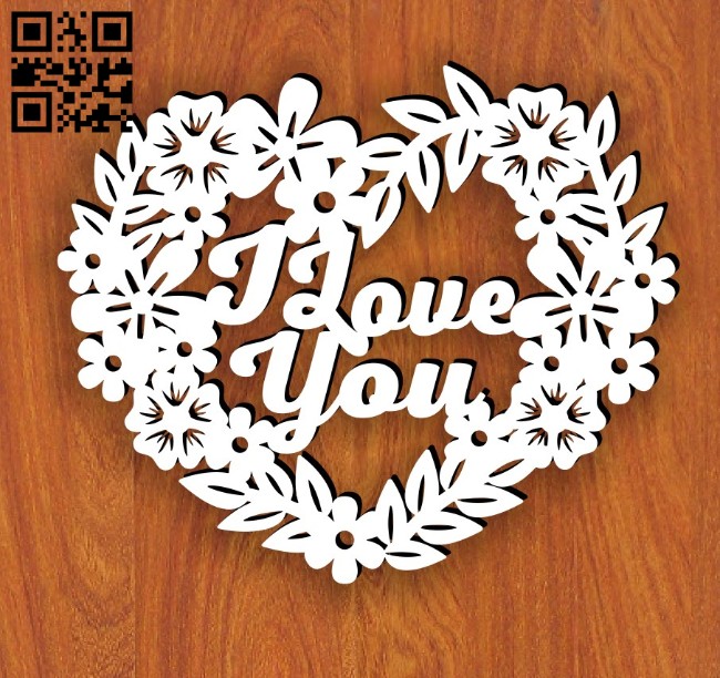 I love you heart E0014229 file cdr and dxf free vector download for laser cut