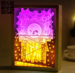 Kid and Cat’s dream light box E0014249 file cdr and dxf free vector download for laser cut