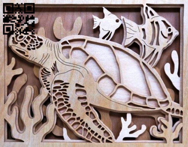 Layered sea turtle E0014079 file cdr and dxf free vector download for laser cut