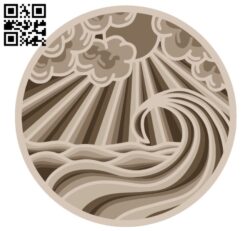 Layered wave E0014362 file cdr and dxf free vector download for laser cut