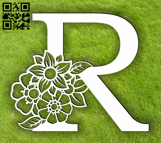 Letter R with flowers E0014104 file cdr and dxf free vector download for laser cut