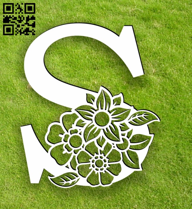 Letter S with flowers E0014105 file cdr and dxf free vector download for laser cut