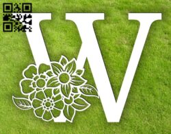 Letter W with flower E0014302 file cdr and dxf free vector download for laser cut