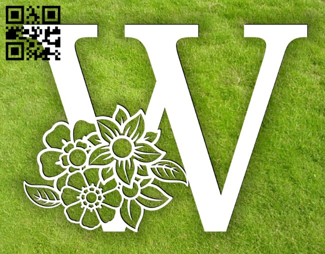 Letter W with flower E0014302 file cdr and dxf free vector download for laser cut