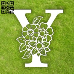 Letter Y with flower E0014304 file cdr and dxf free vector download for laser cut