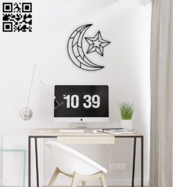 Moon with star wall decor  E0014378 file cdr and dxf free vector download for laser cut plasma