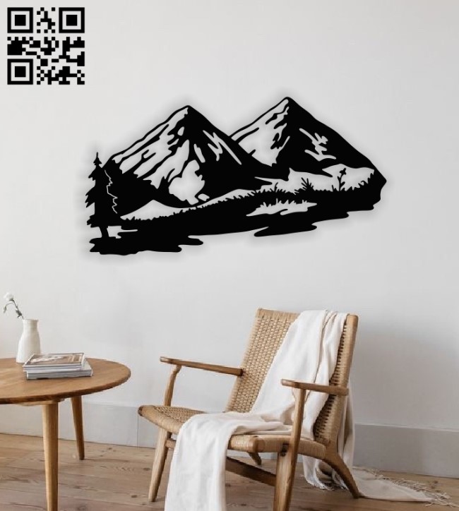 Mountain wall decor E0014153 file cdr and dxf free vector download for laser cut plasma
