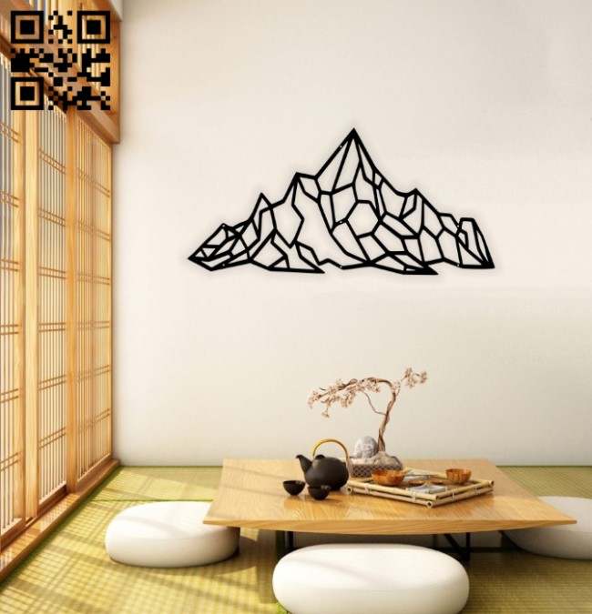 Mountain wall decor E0014285 cdr and dxf files free vector download laser cut plasma