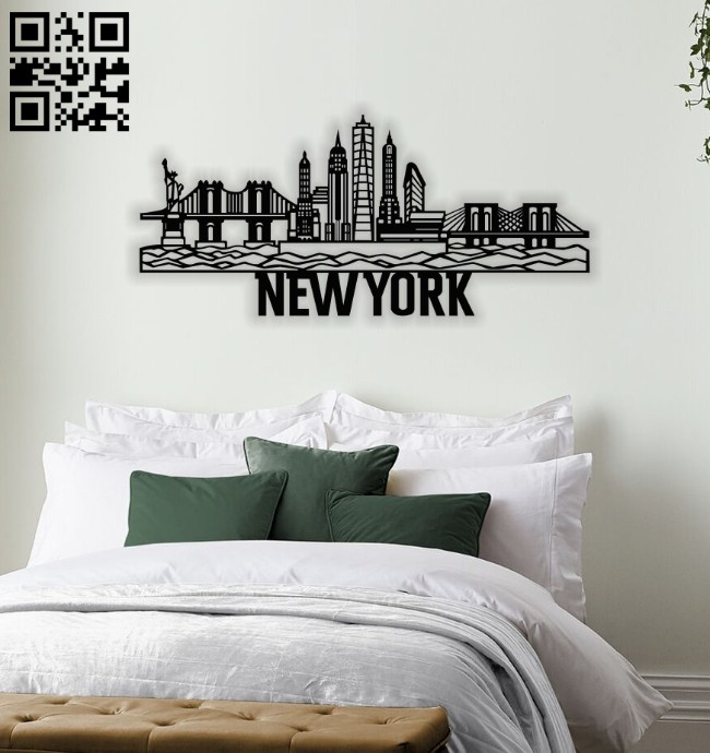 New York city wall decor E0014256 file cdr and dxf free vector download for laser cut plasma