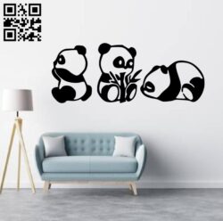 Panda wall decor E0014349 file cdr and dxf free vector download for laser cut plasma