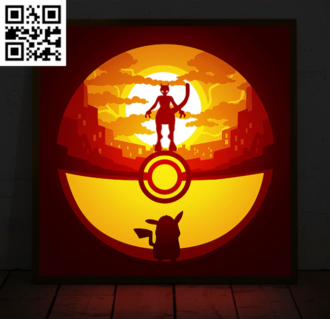 Pokemom light box E0014394 file cdr and dxf free vector download for laser cut