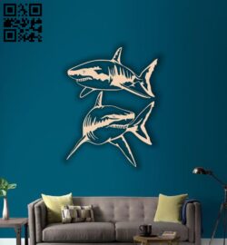 Sharks wall decor E0014195 file cdr and dxf free vector download for laser cut plasma