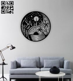 Sun and moon yin yang E0014233 file cdr and dxf free vector download for laser cut plasma
