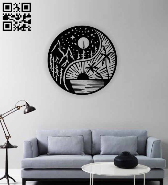 Sun and moon yin yang E0014233 file cdr and dxf free vector download for laser cut plasma