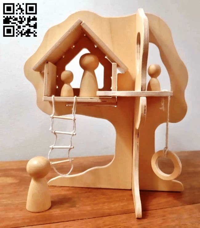 Tree house E0014174 file cdr and dxf free vector download for laser cut