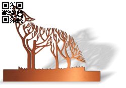 Tree wolf E0014109 file cdr and dxf free vector download for laser cut plasma