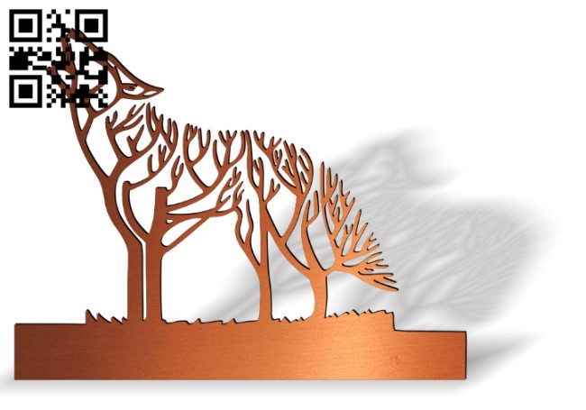 Tree wolf E0014109 file cdr and dxf free vector download for laser cut plasma