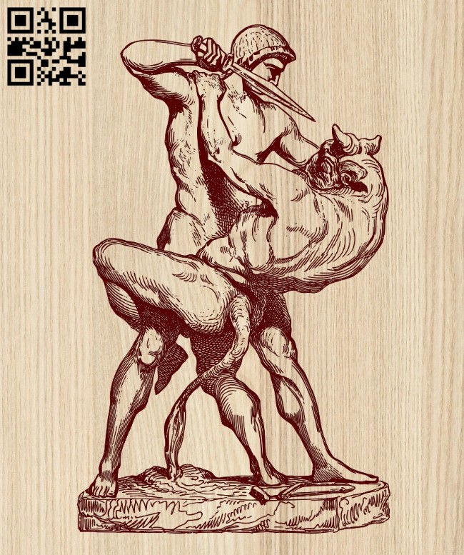Battle with the Centaur E0014529 file cdr and dxf free vector download for laser engraving machine