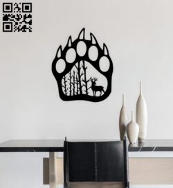 Bear paw with deer E0014664 file cdr and dxf free vector download for laser cut plasma