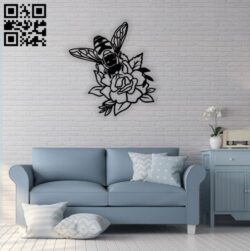 Bee on flower wall decor E0014513 file cdr and dxf free vector download for laser cut plasma