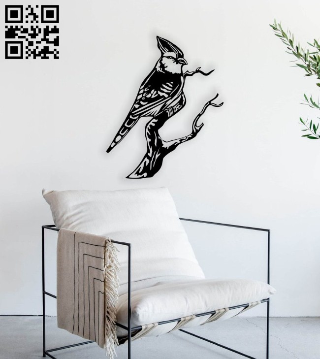 Bird on a tree branch E0014795 file cdr and dxf free vector download for laser cut plasma