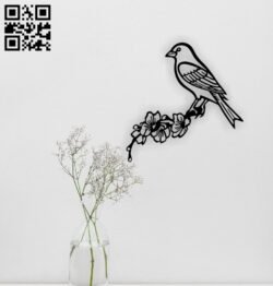 Bird with flower E0014847 file cdr and dxf free vector download for laser cut plasma