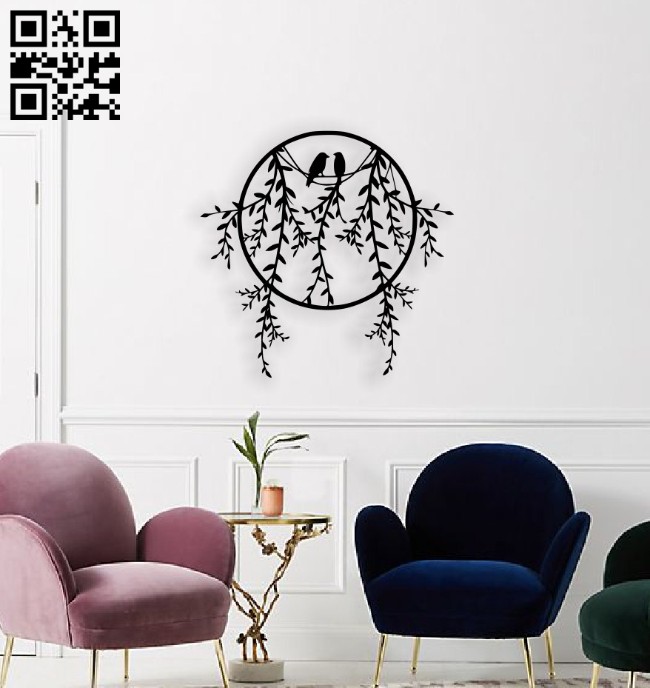 Birds on branch wall decor E0014550 file cdr and dxf free vector download for laser cut plasma