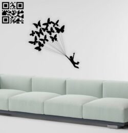 Boy with butterflies wall decor E0014490 file cdr and dxf free vector download for laser cut plasma