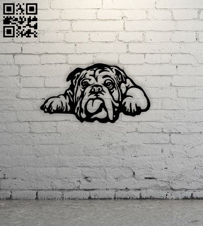 Bull dog wall decor E0014608 file cdr and dxf free vector download for laser cut plasma