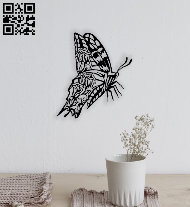 Butterfly with rose E0014482 file cdr and dxf free vector download for laser cut plasma