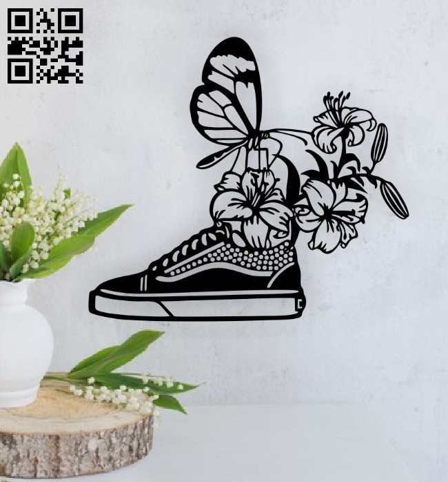 Butterfly with shoe wall decor E0014835 file cdr and dxf free vector download for laser cut plasma