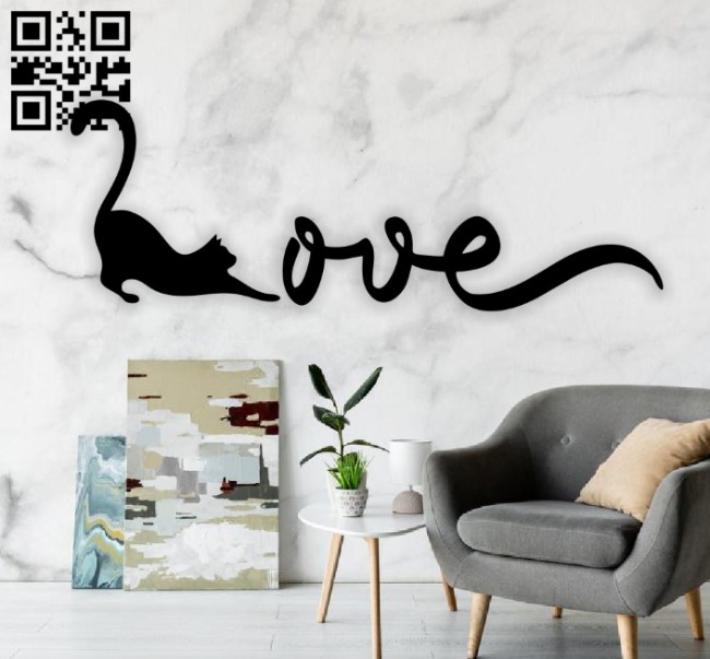 Cat kitten love wall decor E0014603 file cdr and dxf free vector download for laser cut plasma