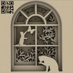 Cat on the window E0014661 file cdr and dxf free vector download for laser cut