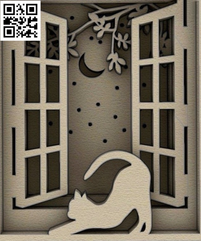 Cat on the window E0014802 file cdr and dxf free vector download for laser cut