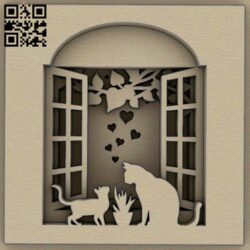 Cats on the window E0014801 file cdr and dxf free vector download for laser cut
