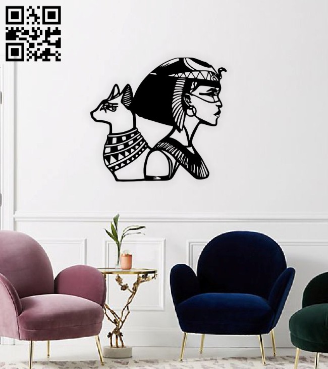 Cleopatra wall decor E0014813 file cdr and dxf free vector download for laser cut plasma
