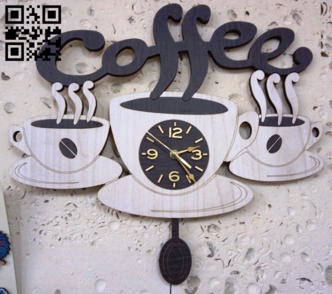 Coffee clock E0014770 file cdr and dxf free vector download for laser cut
