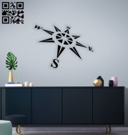 Compass wall decor E0014552 file cdr and dxf free vector download for laser cut plasma