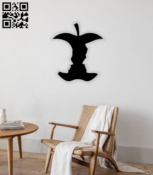 Couple with apple wall decor E0014606 file cdr and dxf free vector download for laser cut plasma