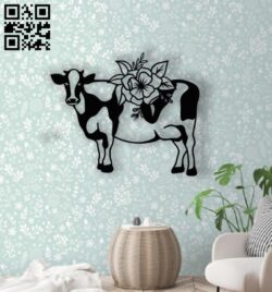 Cow with flowers E0014505 file cdr and dxf free vector download for laser cut