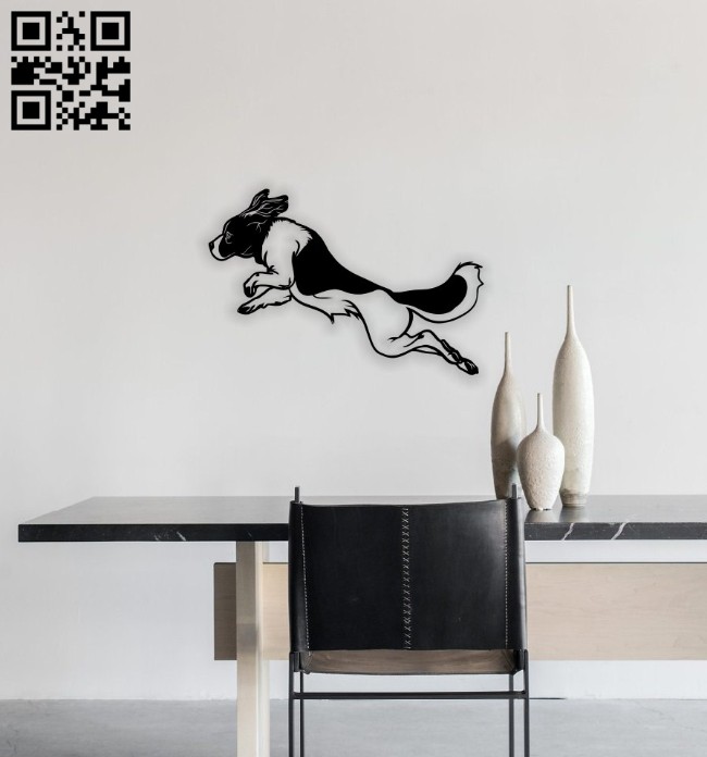 Dog jumping wall decor E0014611 file cdr and dxf free vector download for laser cut plasma