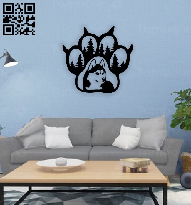 Dog paw wall decor E0014691 file cdr and dxf free vector download for laser cut plasma