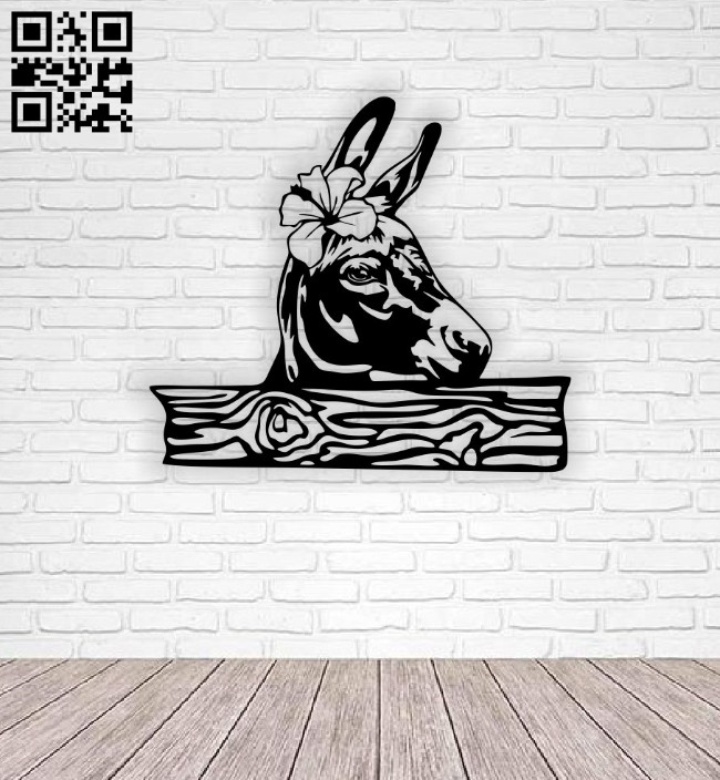 Donkey with flower E0014794 file cdr and dxf free vector download for laser cut plasma