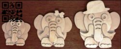 Elephants E0014501 file cdr and dxf free vector download for laser cut