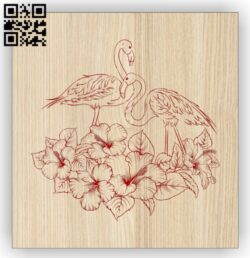 Flamingo with flower E0014597 file cdr and dxf free vector download for laser engraving machine