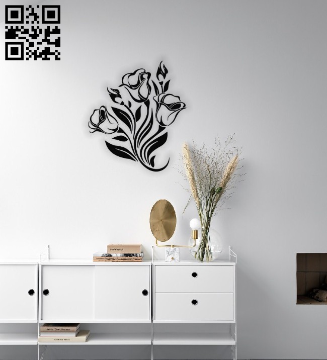 Flower wall decor E0014557 file cdr and dxf free vector download for laser cut plasma