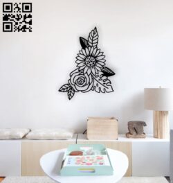 Flowers wall decor E0014528 file cdr and dxf free vector download for laser cut plasma