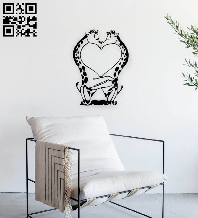 Giraffes couple wall decor E0014560 file cdr and dxf free vector download for laser cut