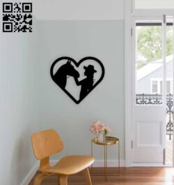 Girl with horse wall decor E0014686 file cdr and dxf free vector download for laser cut plasma