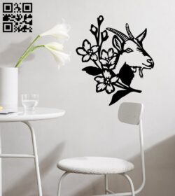 Goat with flower wall decor E0014719 file cdr and dxf free vector download for laser cut plasma